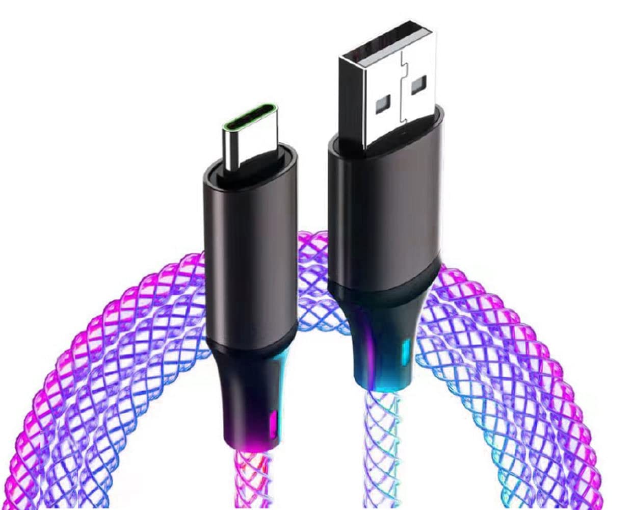 Kashimura (Kashimura) The entire cable emits vivid light! Charging & Sync USB-A Type-C Cable 1.2m Rainbow LED NAJ-636