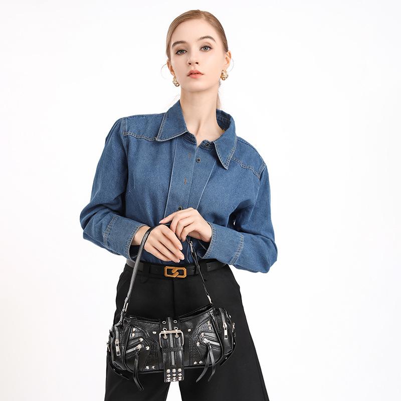 Street Fashion Handbag, Niche Design, Hot Girl Casual Single-shoulder Commuter Motorcycle Bag