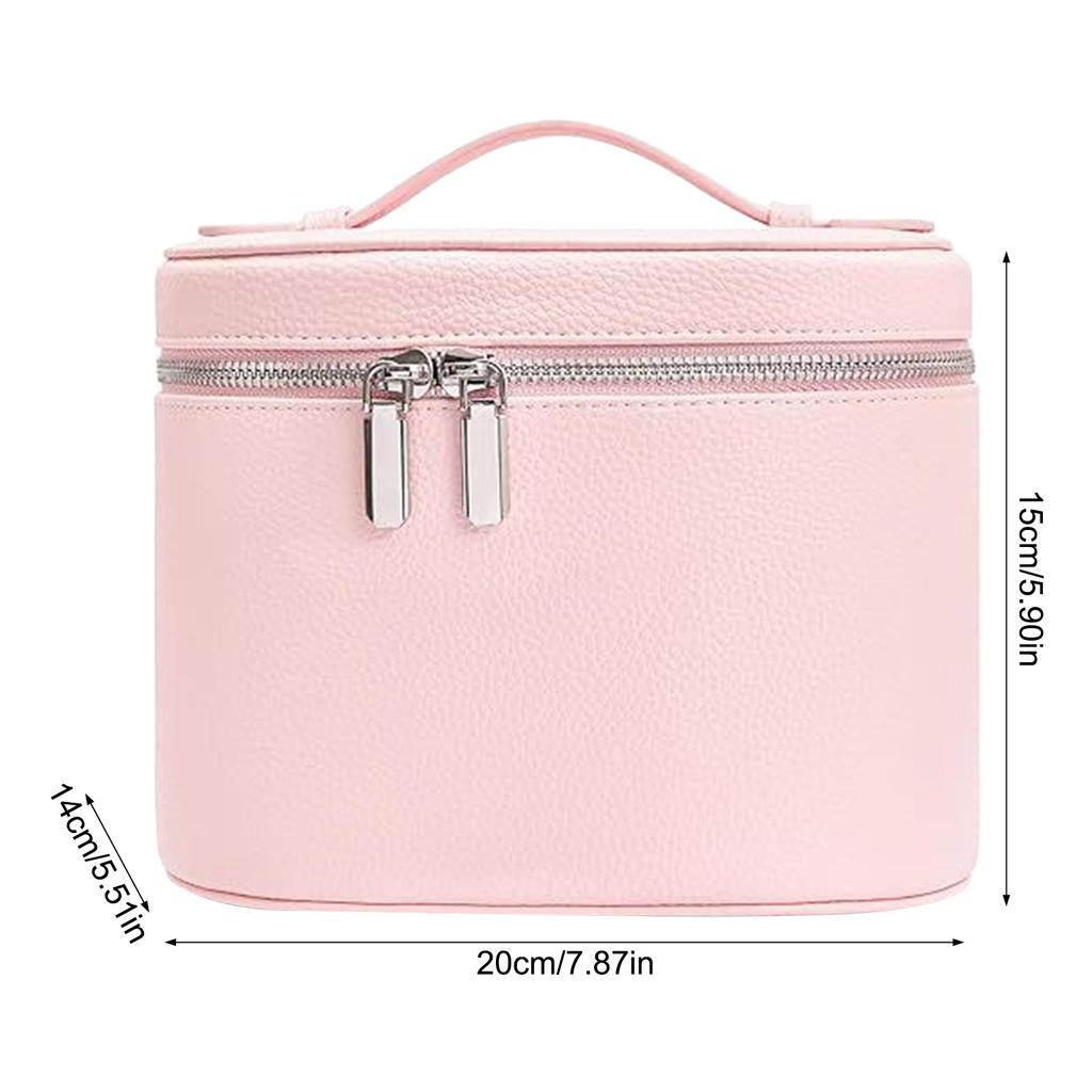 Tragbare Kosmetiktasche mit großem Fassungsvermögen, PU-Reise-Toiletten- und Make-up-Etui mit Reißverschlussgriff zur Aufbewahrung von Kosmetikartikeln