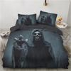 3D printed Gothic skull rose microfiber duvet cover soft and comfortable 3-piece bedding set with zipper and 2 pillowcases