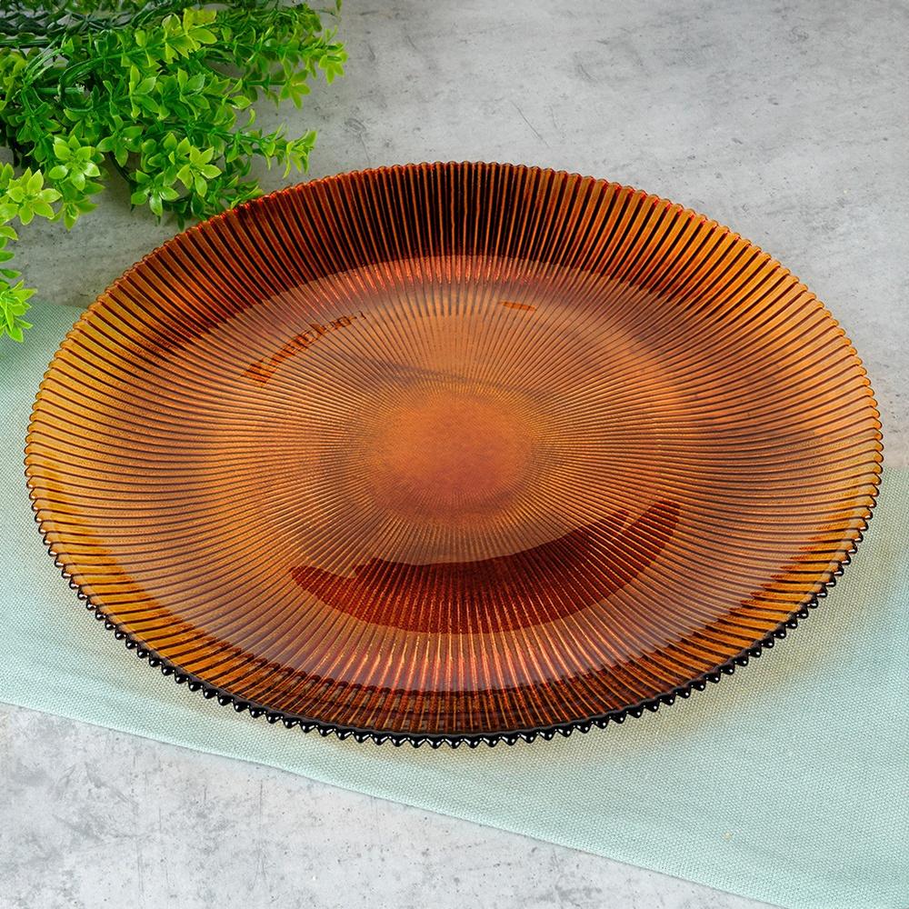 Amber Glass Shallow Dinner Plate 28 Cm