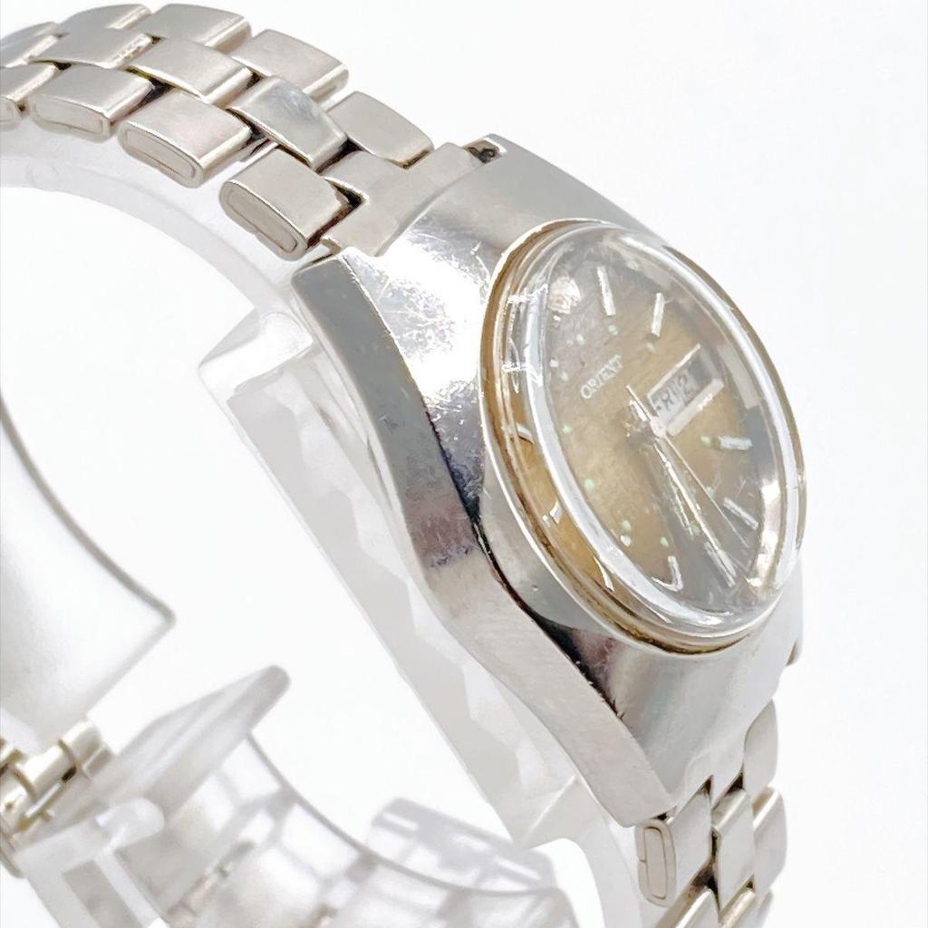 Used 481 ORIENT Ladies Automatic Watch Day-Date Working Vintage Brown