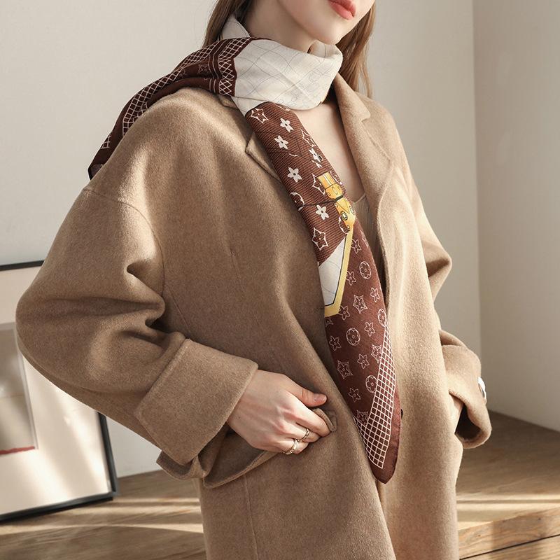 Korean Fashion Printed Herringbone Square Scarf Sweet and Elegant Temperament External Shawl Scarf Women's Professional Suit Scarf