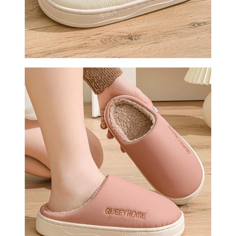 Waterproof cotton slippers for men anti slip for winter suitable for home use thick soled cotton slippers for women