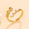 Elegant Geometric Drum-Shaped Pearl Stainless Steel Ring - Perfect Gift for Friends & Girlfriends