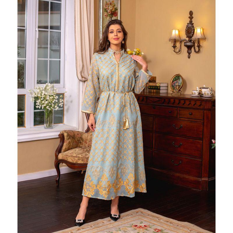 

Платье Amazon Дубай Индонезия Платье Вышитое Green 2XL