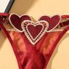 Love Heart Lolita Embroidered Lace-Up Thong - Plus Size Adjustable Sheer Anime Panties