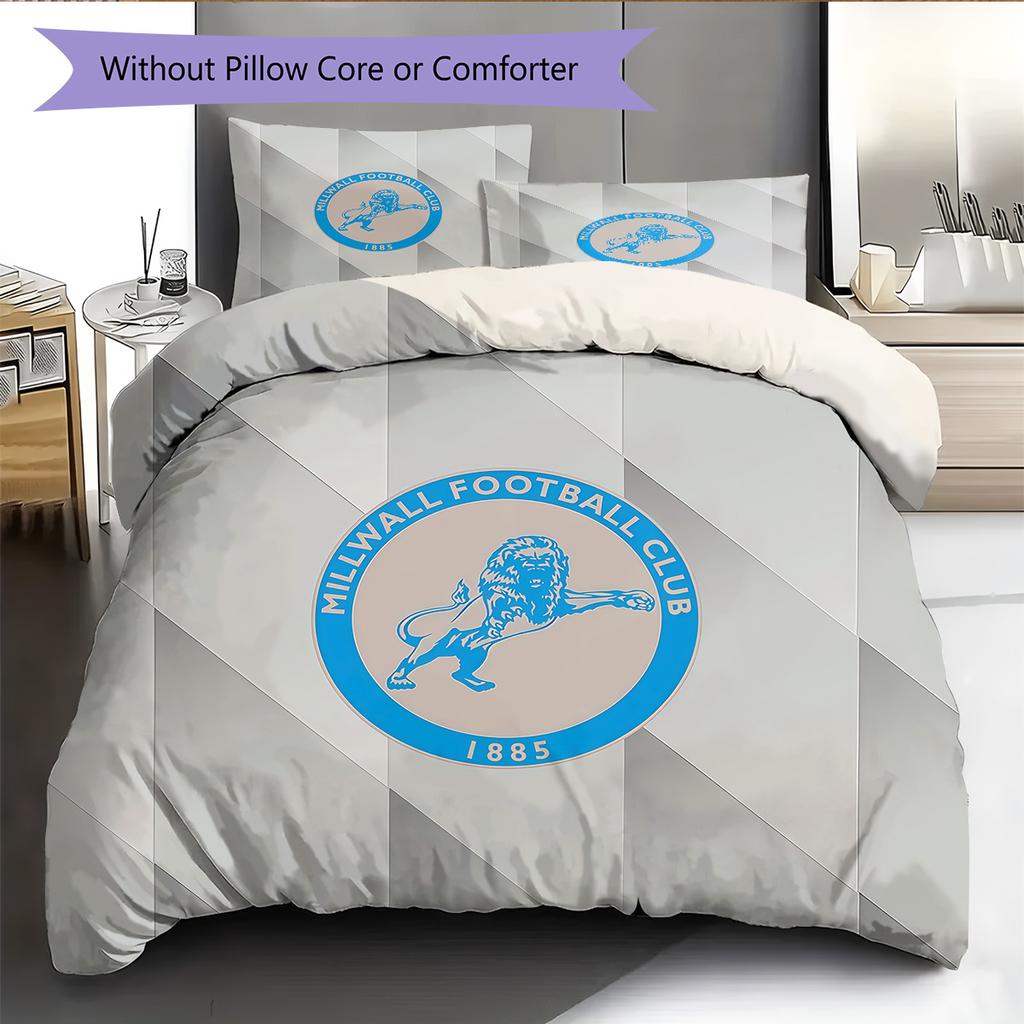 Millwall FC Pattern Bedding Quilt Set Home Decoration Gift (1 * Duvet Cover + 2 * Pillowcase Without Core).xwn