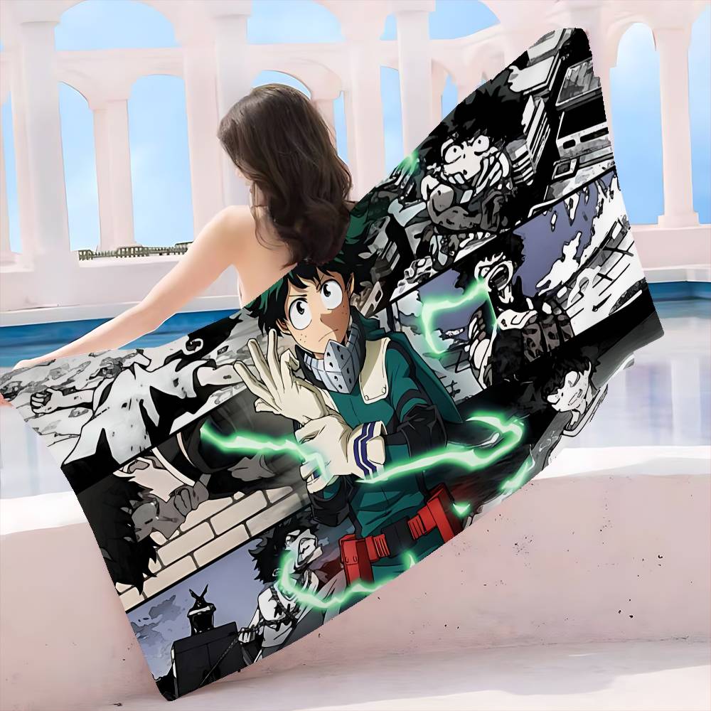 My Hero Academia Cool Cartoon Microfiber Blanket Quick Drying Beach Towels Oversized Printing Super Absorbent Pool Towel Blanket
