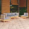Vidaxl 5-Cz. Garden Lounge Set, Grey Cushions, Pine