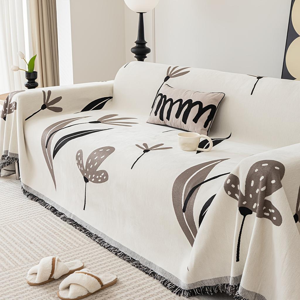 1PC Home Living Room Decorative Sofa Towel, Simple Four Seasons Universal Sofa Towel Polyester Dustproof Cat Scratch Resistant