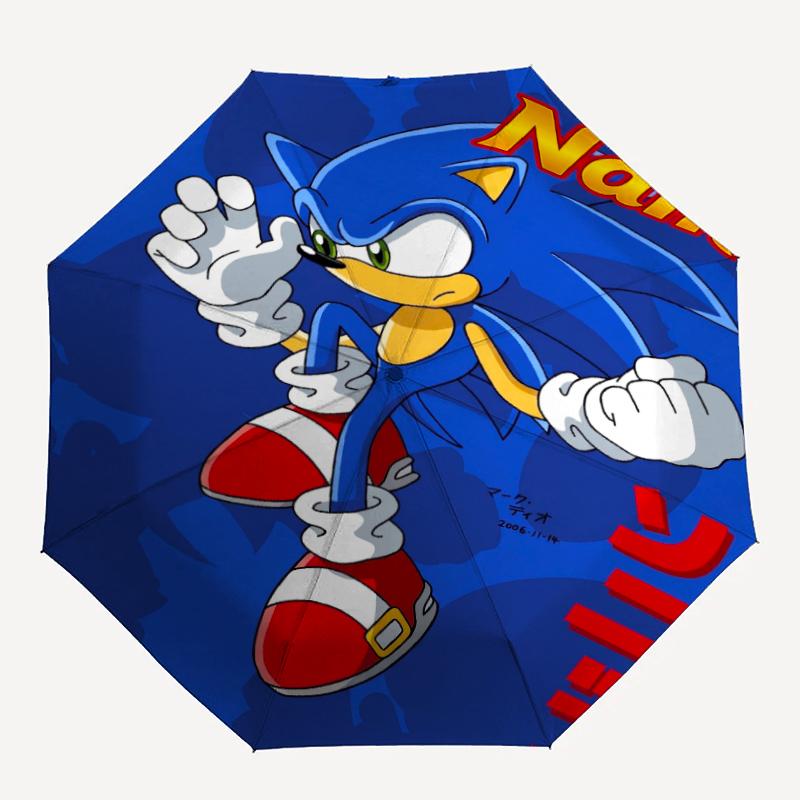 Custom Name Sonic Theme Automatic Umbrella, Lightweight & Portable, 8 Rib, Perfect for Outdoor Travel, Birthdays, Christmas, Gifts.