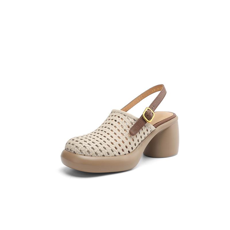 Fashion New Sheepskin Summer Sandals Cover Toe Sandals for Women High Heels Fashion Hollow Out Sandal Platform Shoes Ladies Shoes