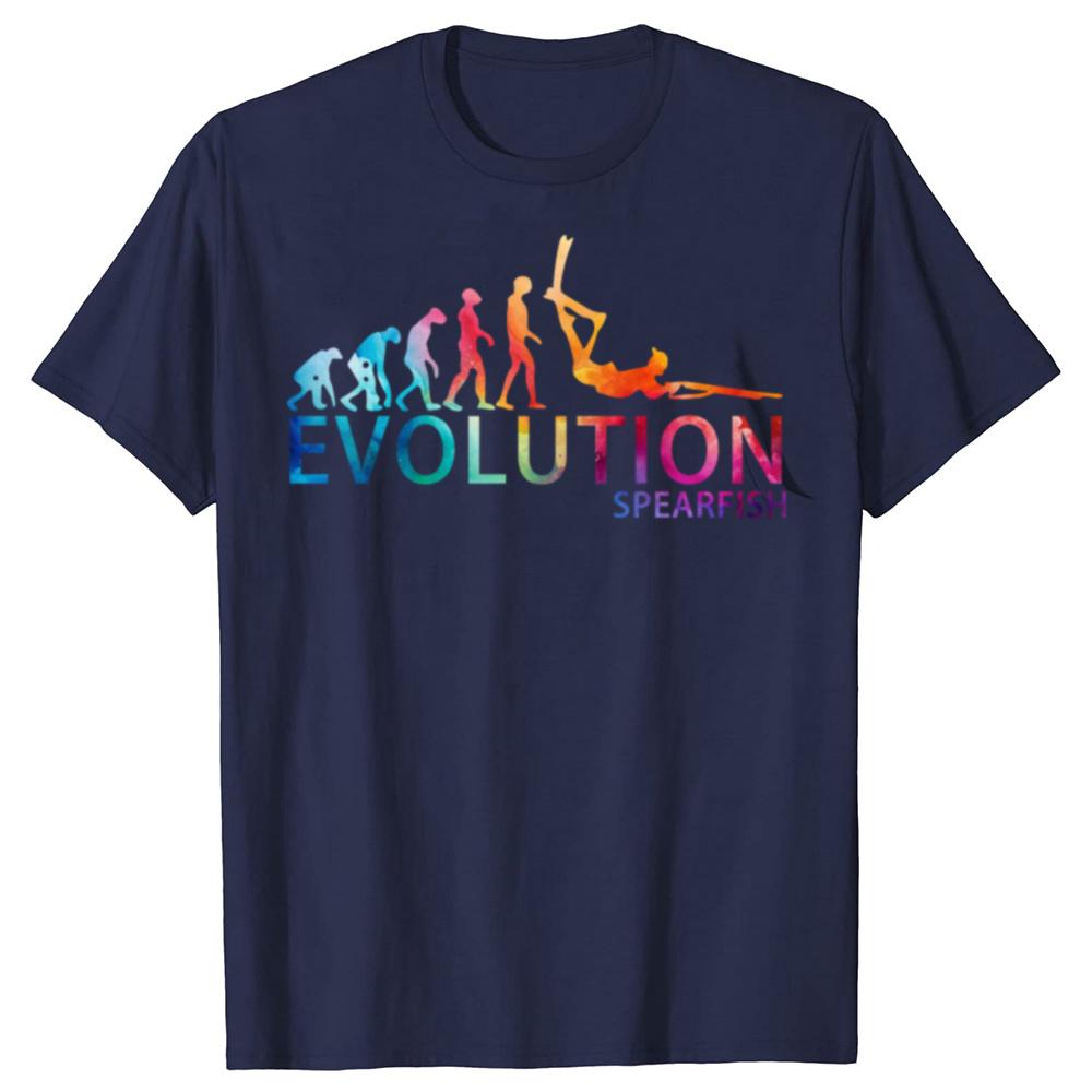 Spearfishing Evolution Retro Vintage Classic T Shirt Tee Tops Round Neck ShortSleeve Fashion Scuba Diving Tshirt Casual Tshirt