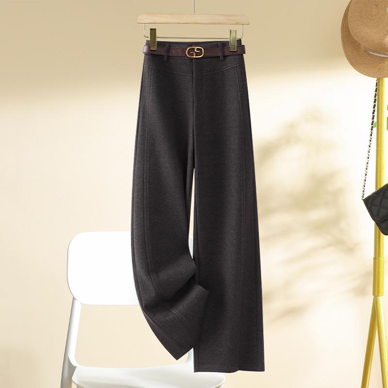 

Women s Woolen Casual Pants - 2024 Autumn/Winter Collection, Relaxed Fit, Narrow/Wide Leg, Lazy Straight-Leg Style 28 серый/чёрный