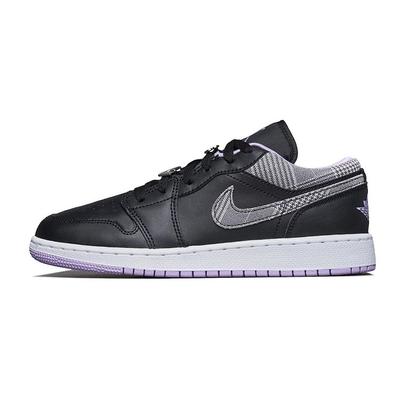 Air 1 Low SE GS Houndstooth Sneakers Dziecięce Czarne Liliowe Metaliczne Srebrne DH0570-015