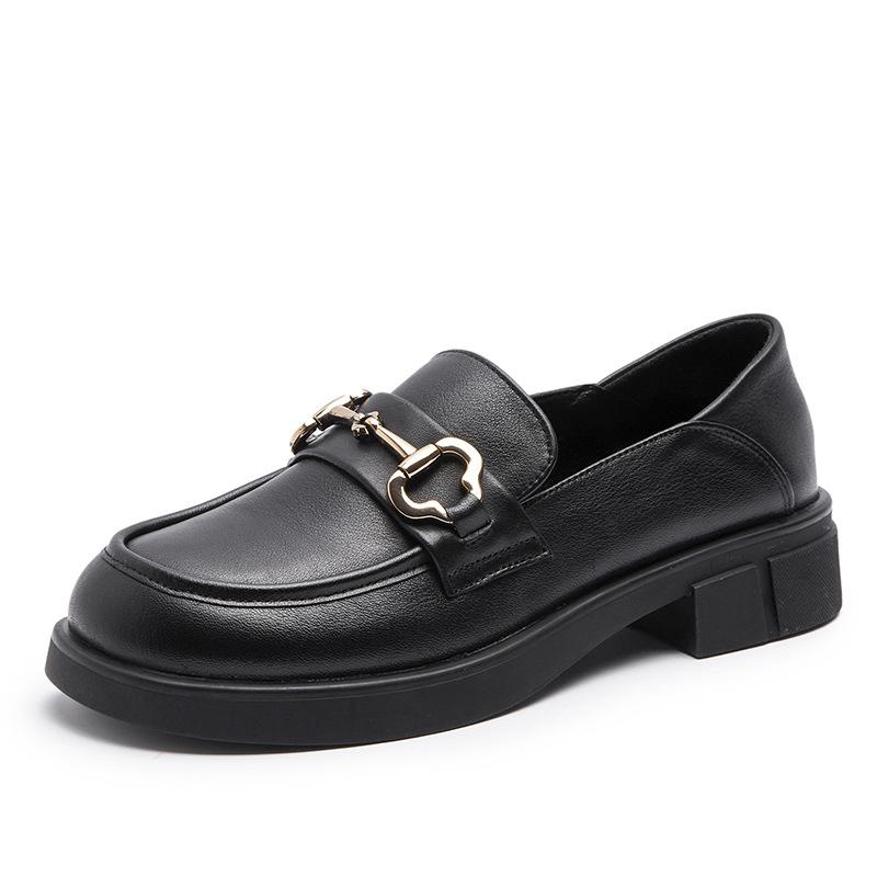 

Loafers women s leather 2025 horse buckle platform casual small leather shoes spring and summer new one-pedal versatile student JK 35