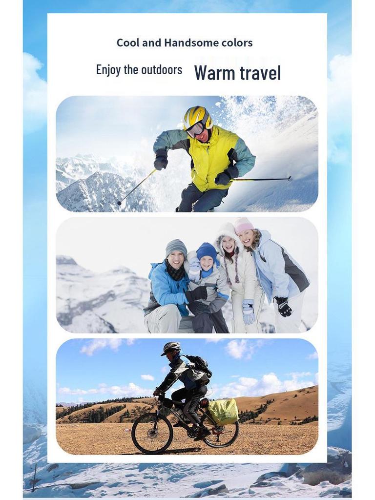 Lyžařské rukavice - Pánské a dámské dotykové, teplé, zesílený fleece, větruodolné, vodoodpudivé, protiskluzové cyklistické a sněhové rukavice.