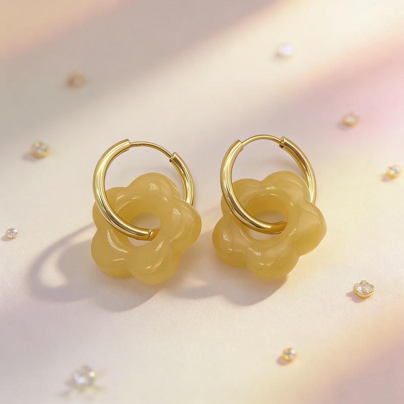 2025 Dopamine-Inspired Enamel Flower Hoop Ear Cuffs - Light Luxury Earrings