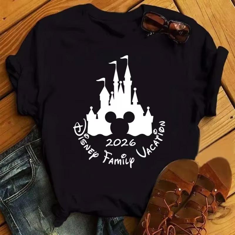 Disney Cartoon 2026 Trip Graphic Printed T-shirt Summer Female Casual Short Sleeve Tops Tees Fashion Clothing Harajuku T Shirt