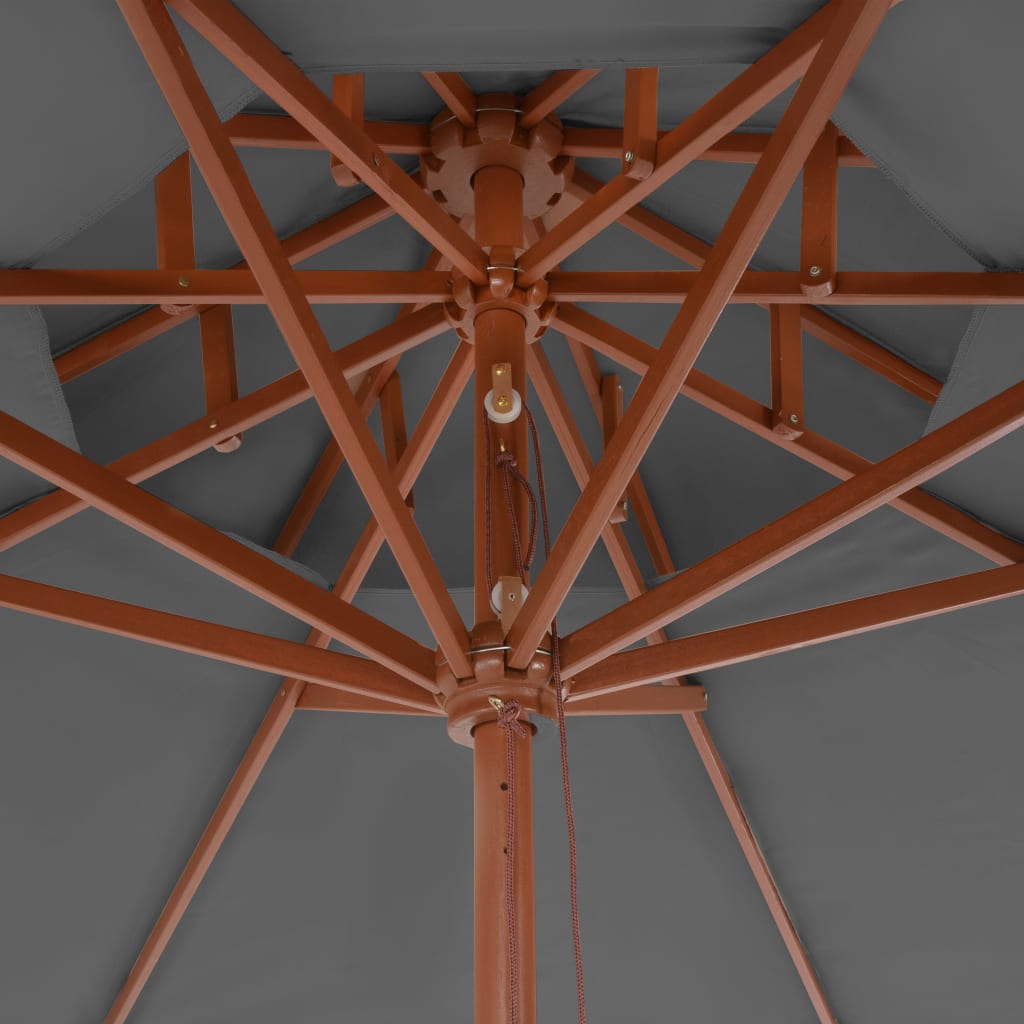 Anthracite Sun Umbrella with Ventilation and Wooden Pole 270 Cm