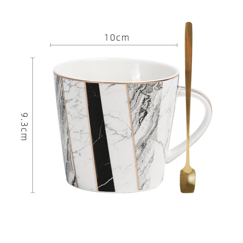 Gilded Marble Texture Ceramic Cup&saucer Dining Table Coffee Cup Milk Tea Mugs Afternoon Tea Teacup Fruit Juice Container