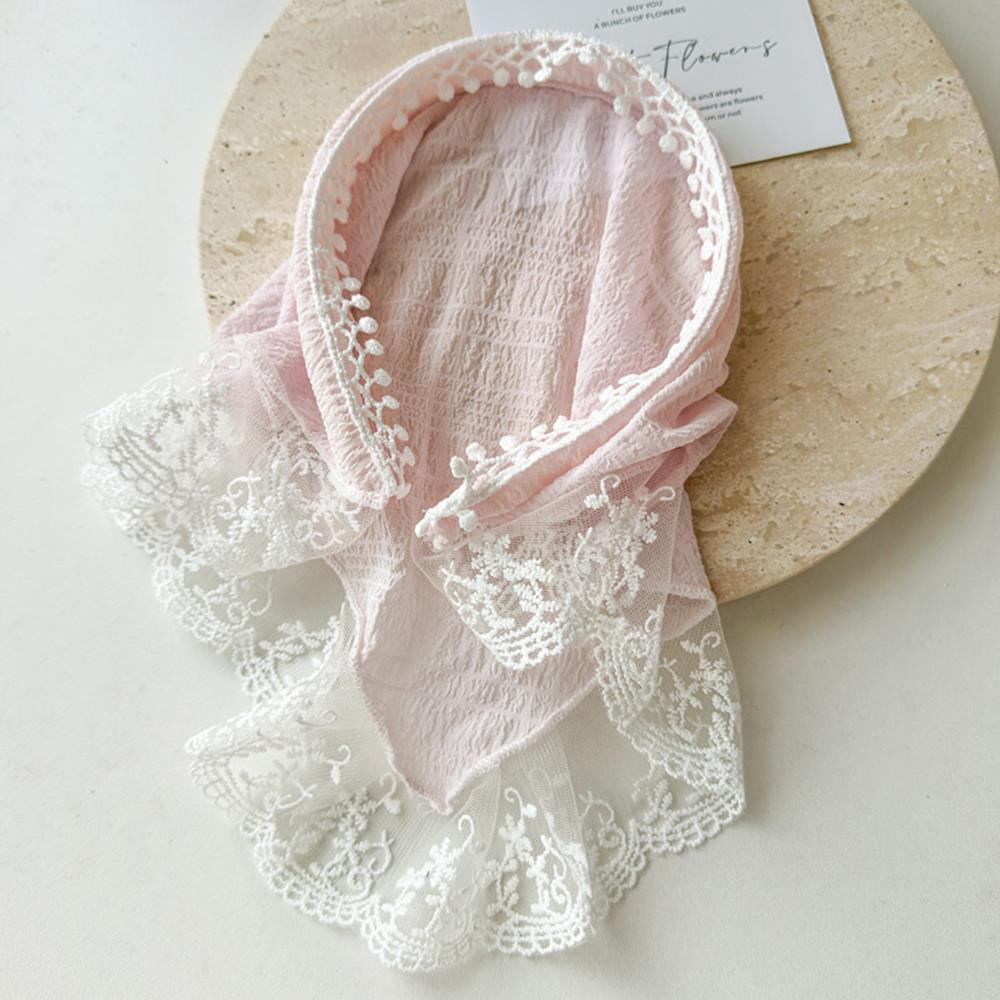 Summer Lace Triangle Headscarf Woman Polka Dot Lace Square Scarf Sweet Turban Cap Sunscreen Headwrap Hair Hoop Girl Court Bonnet