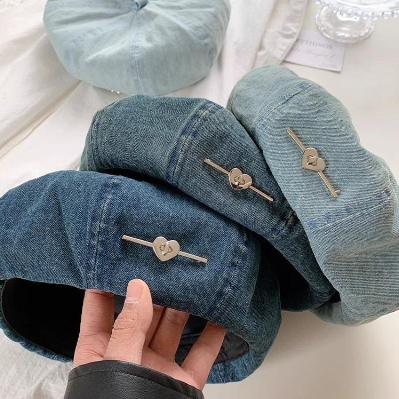 Autumn Hat Female Love Cowboy Beret Big Head Circumference Showing Face Small Octagonal Hat Fashion Versatile Painter Hat