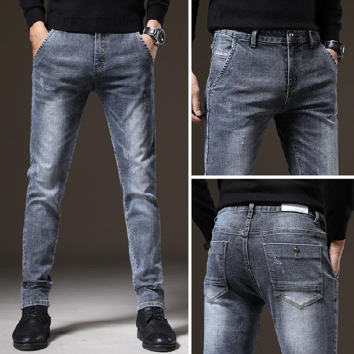 

22 Осень/Зима 2024 Новые мужские высококачественные джинсы из денима, облегающие эластичные брюки с короткими штанинами, модные и классные 38