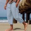2025 Men's Casual Summer Cotton Linen Drawstring Capri Pants
