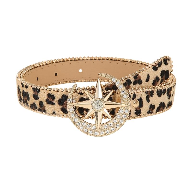 

Punk Waist Belt for Jean Heavy Duty Hip Hop Belt Waistband Glinting Buckle with Encrusted Rhinestones