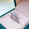 Huitan Exquisite Flower Shaped Finger Ring for Women Silver Color Dazzling Cubic Zirconia Wedding Accessories Aesthetic Jewelry