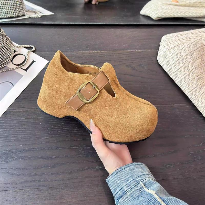 

Retro matte suede Birkenstocks are thin, new height-increasing casual shoes in spring and autumn 38