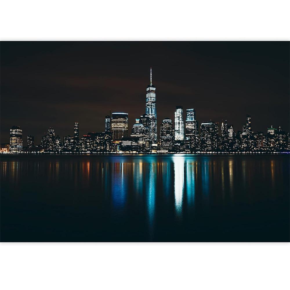 Modern Urban Landscape Wall Mural Dark Midnight City Light Reflection City Scape Landmarks Wallpaper For Living Room Bedroom Office Murals