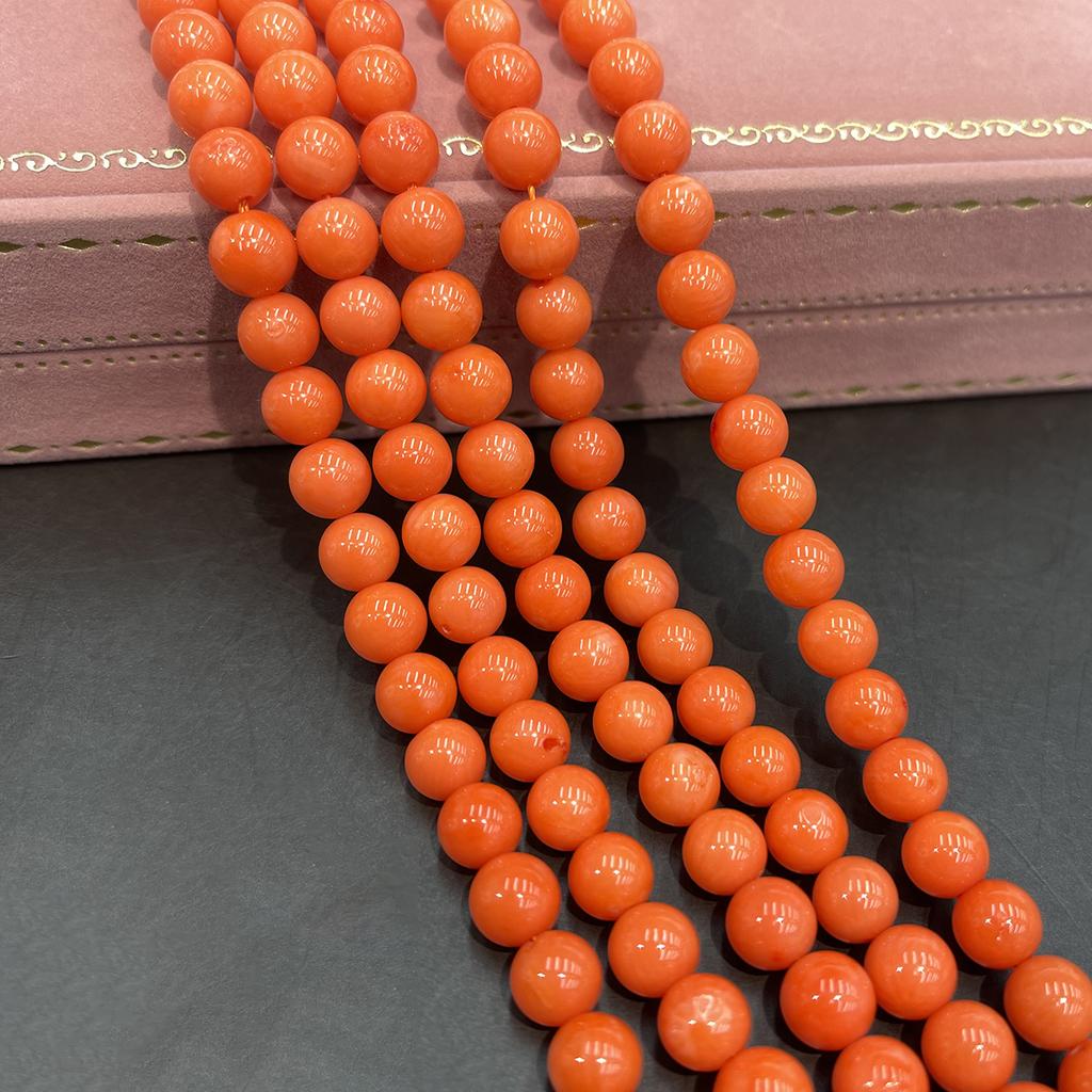 1 Strand Orange Coral Smooth Round Beads 7.5-8mm, Synthetic Stone Beads for Handmade Jewelry Makers, Bracelet Necklace Craft Supplies