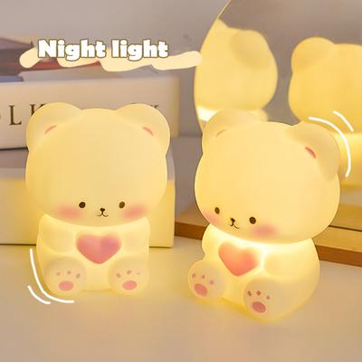 Niedliche Silikon-Cartoon-Lampe, LED-Nachtlicht, sanftes Leuchten, flimmerfrei, Batterie
