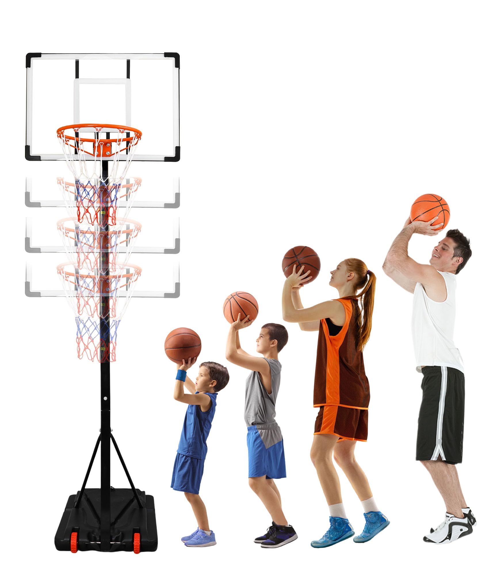 

Баскетбольное кольцо для уличных тренировок, минимум 135 см, регулируемая высота до 210 см или 260 см, подходит для детей и взрослых, включает инструменты, без инструментов