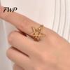 Hollow Star Shape Finger Ring Thumb Adjustable Opening Design Titanium Steel Band Versatile Jewelry Gift