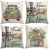 Spring Floral Print Pillowcase Family Bedroom Sofa Small Fresh Atmosphere Decorative Cushion Pillowcase