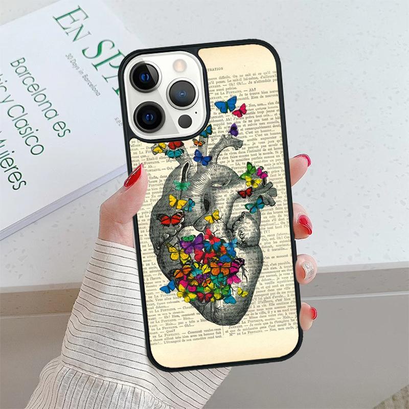 Vintage Anatomy Heart Brain Nurse Phone Case Cover For iPhone 17 Air 15 16 16e 14 13 Pro 12 11 Pro Max For Apple PLUS Fundas