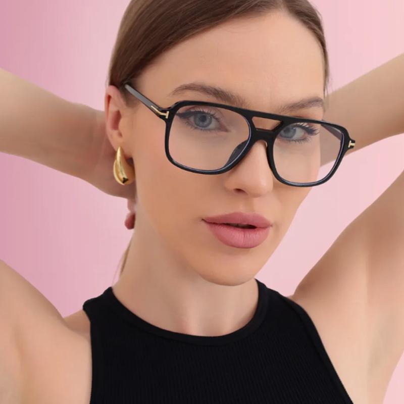 Mote Pilotbrilleinnfatninger Kvinner Dobbelt bro Oversized Brilleinnfatning Firkantede Briller Klassisk Merke Designerbriller UV400