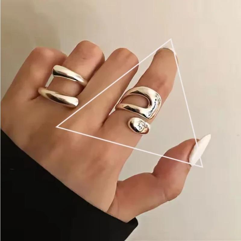Sam Panda 925 Silver Rings For Women Men Fine Jewelry Finger Adjustable Open Vintage Chain Ring For Party Birthday Gift