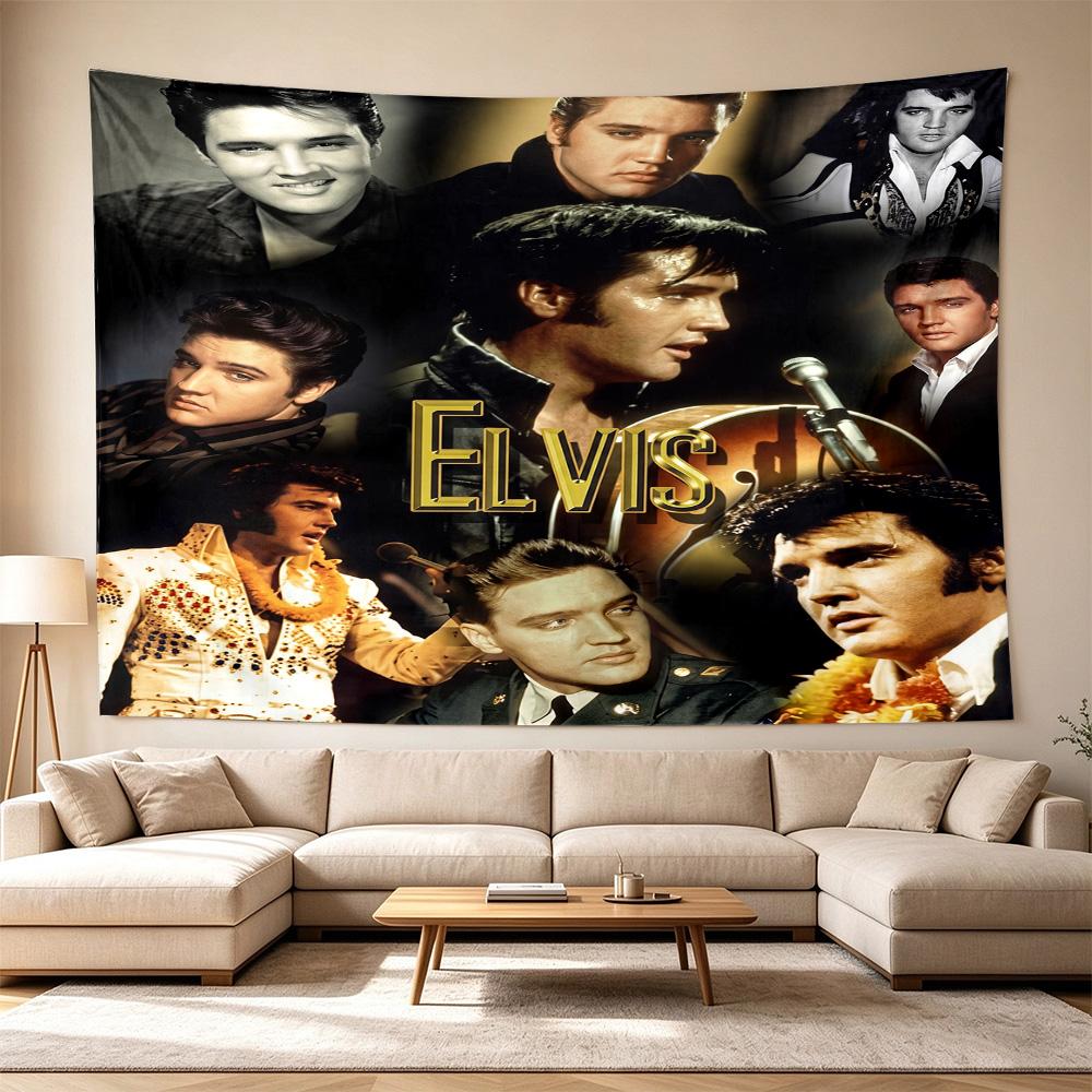 Elvis Neon Sign Versatile Wall Hanging Blanket, Home Backdrop for Wedding, Party and Video Shooting,Perfect Gift