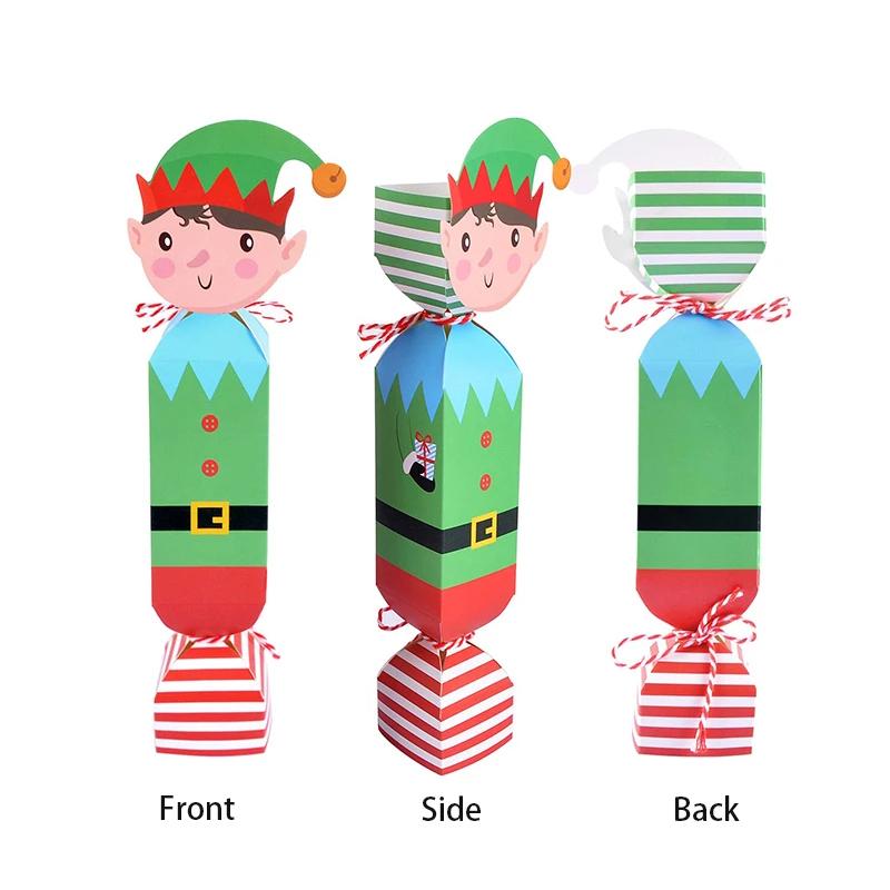 Різдвяна подарункова коробка для пакування подарунків, подарункові пакети, мультяшний дизайн, DIY 3D дизайн, товари для вечірок, для упаковки цукерок, креативні, 24 шт./набір