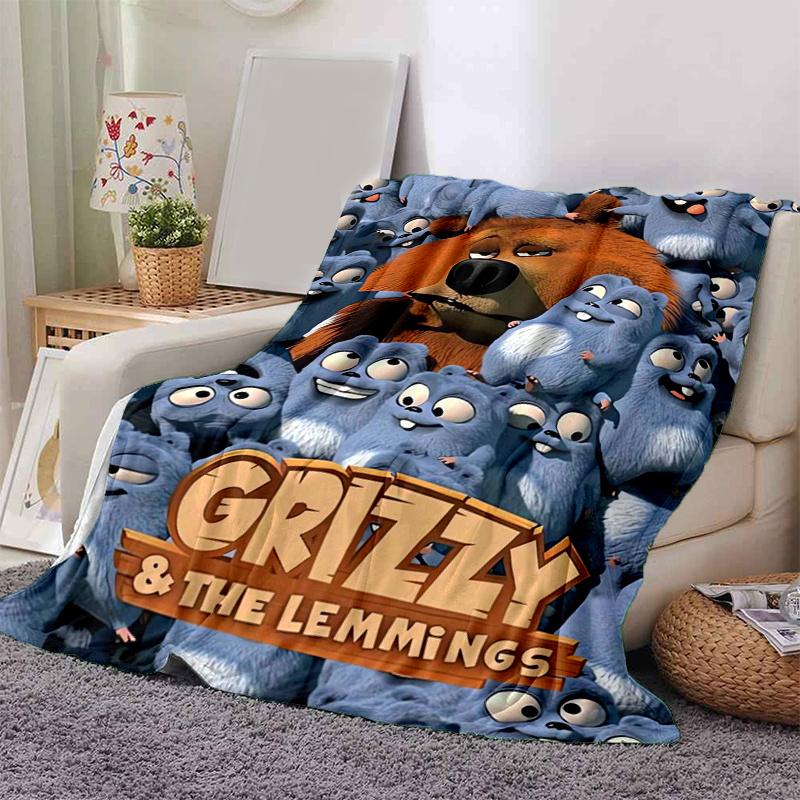 1pc Grizzy & The Lemmings Throw Blanket Soft & Cozy Blanket for Couch, Bed, Travel .B002