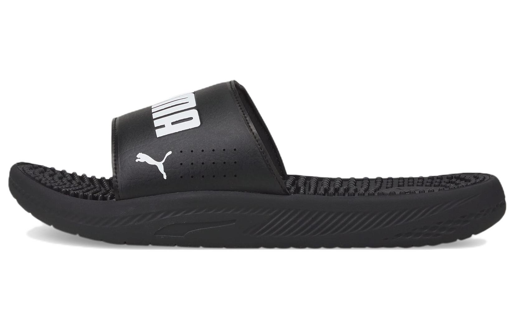 PUMA Softride Slide Massage Slides  Black White  39
