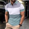 Neues Herren-Freizeit-POLO-Shirt Digitaldruck gestreift Knöpfe Revers Top T-Shirt