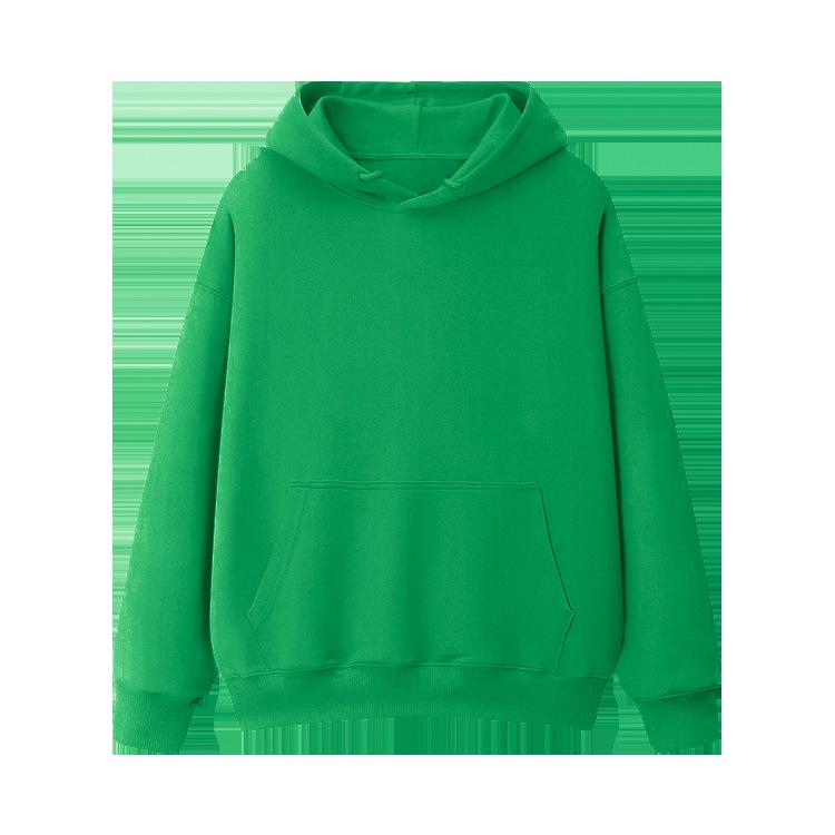 Fleece-Lined Thickened Hua Cotton Drop-Shoulder Hoodie - 2023 Autumn/Winter Solid Color Loose Hooded Sweatshirt with High Neck