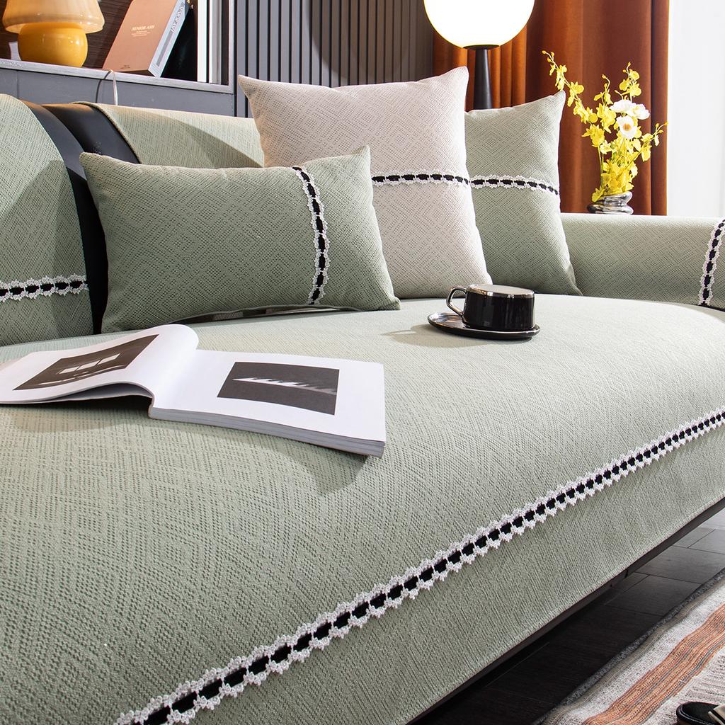 Sofa Cushion Non-Slip Simple Modern Light Luxury Style Leather Cushion for Four Seasons Thickened Fleece-lined Sofa Cover