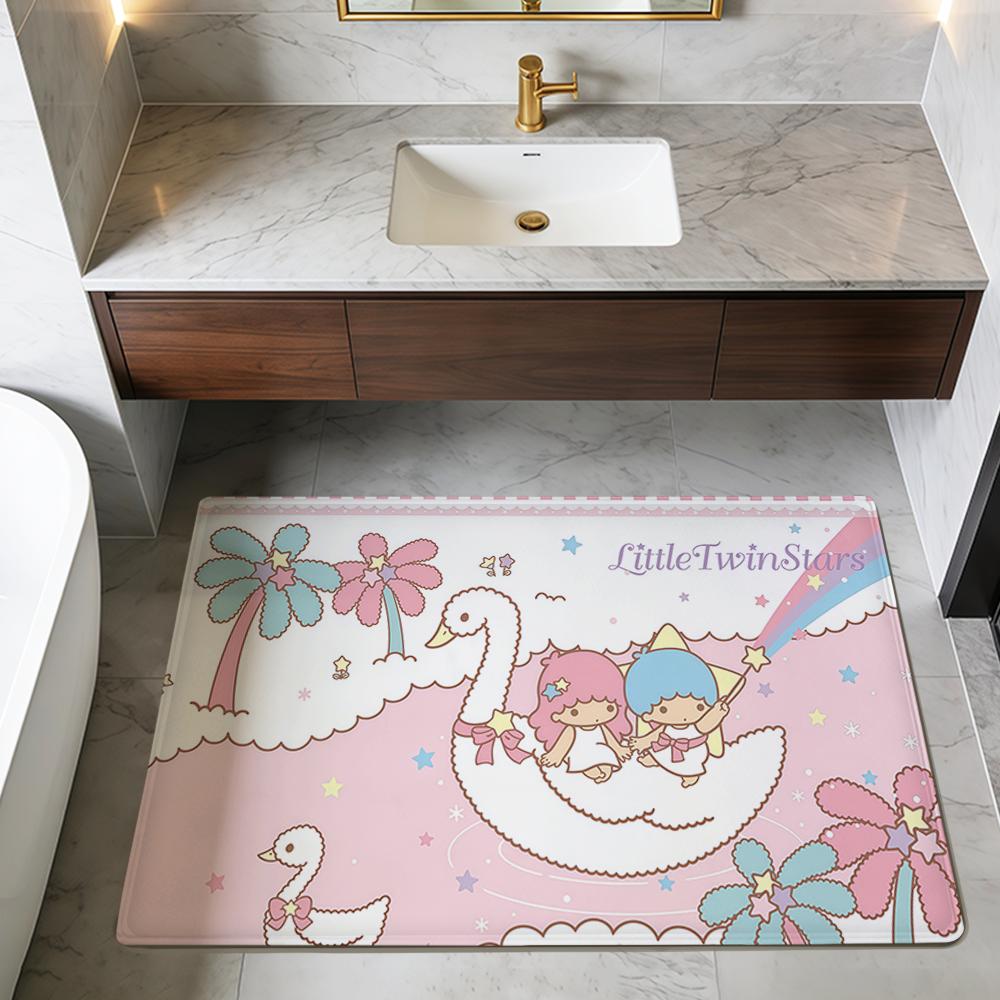 kawaii l-Little twin stars sro hogar Bedside Rug Kitchen Bath Floor Mat Hallway Balcony Carpet Entrance Doormat Decor Home